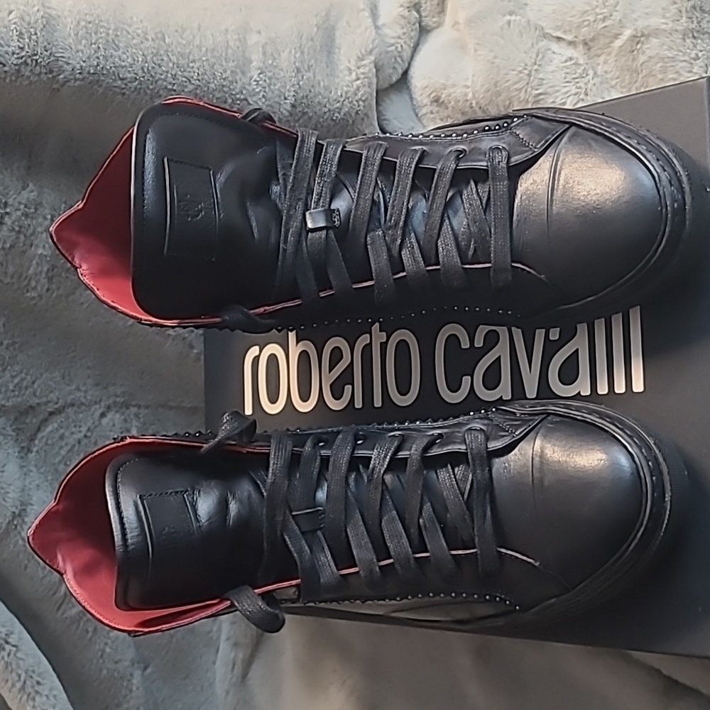 Roberto Cavalli Nero Leather Half Boot Mens 11.5 - Picture 12 of 12
